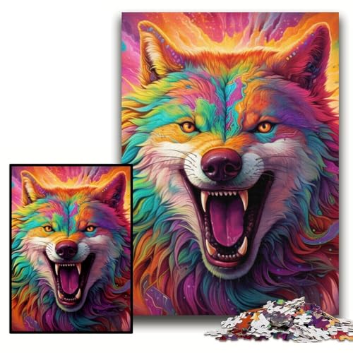 Puzzle 1000 Teile, buntes Kunst-Wolf-Puzzle aus Pappe für Erwachsene, 26x38cm, anspruchsvolles Denkspiel für Teenager, unterhaltsames interaktives Spiel für die ganze Familie Puzzle 1000 Teile, buntes Kunst-Wolf-Puzzle aus Pappe für Erwachsene, 26x38cm, anspruchsvolles Denkspiel für Teenager, unterhaltsames interaktives Spiel für die ganze Familie von ZKYUBEK