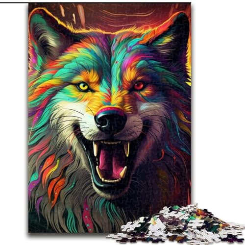 Puzzle 1000 Teile, farbenfrohes Wolf-Kunstpuzzle aus Karton, Größe 26x38cm, Weihnachten, Halloween, Ostern, Neujahr Puzzle 1000 Teile, farbenfrohes Wolf-Kunstpuzzle aus Karton, Größe 26x38cm, Weihnachten, Halloween, Ostern, Neujahr von ZKYUBEK