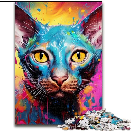 Puzzle 1000 Teile, haarlose Katze, Holzpuzzle, Größe 50x75cm, Weihnachten, Halloween, Ostern, Neujahr von ZKYUBEK