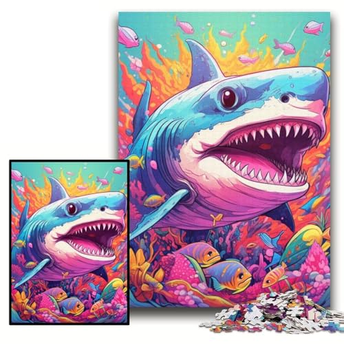 Puzzle 1000 Teile, niedlicher Hai, Papppuzzle für Erwachsene, 26x38cm, DIY-Geschenk zur Heimdekoration, Denkspiel von ZKYUBEK