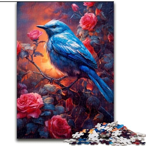 Puzzle 1000 Teile, süßer Kleiner Blauer Vogel, anspruchsvolle Puzzles, Größe 26x38cm, anspruchsvolles DIY-Denkspiel, perfektes Familienspiel oder dekoratives Geschenk von ZKYUBEK
