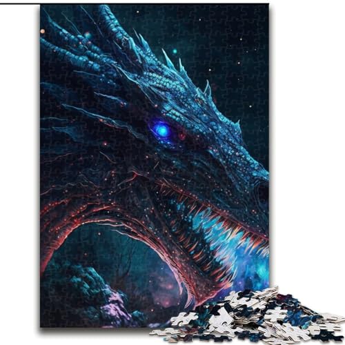 Puzzle 1000 Teile, tapferer Drache, Holzpuzzle, Größe 50x75cm, Weihnachten, Halloween, Ostern, Neujahr von ZKYUBEK