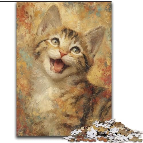 Puzzle 1000 Teile „Glückliche Katze“ aus Pappe, Puzzle für Erwachsene, 26x38cm, für Teenager und Familien, perfekte DIY-Dekoration und knifflige Herausforderung Puzzle 1000 Teile „Glückliche Katze“ aus Pappe, Puzzle für Erwachsene, 26x38cm, für Teenager und Familien, perfekte DIY-Dekoration und knifflige Herausforderung von ZKYUBEK