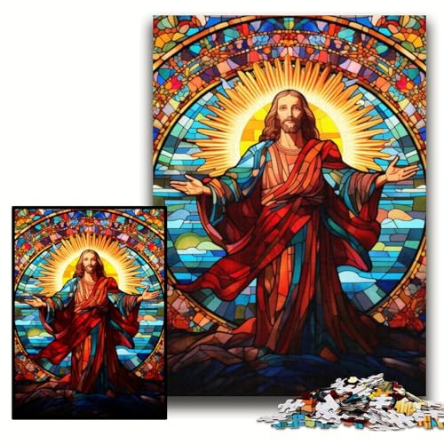 Puzzle 1000 Teile „Jesus im Himmel“ Holzpuzzle für Erwachsene 50x75cm Anspruchsvolles Denkspiel für Teenager, Familienspaß Interaktives Spiel von ZKYUBEK