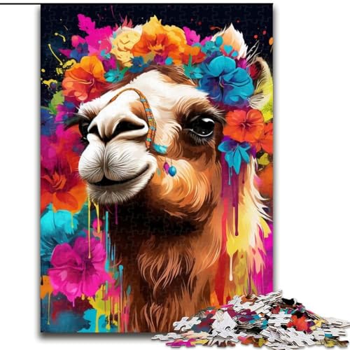 Puzzle 1000 Teile „Kamel mit Blumen“, Kartonpuzzle, Größe 26x38cm, Weihnachten, Halloween, Ostern, Neujahr von ZKYUBEK