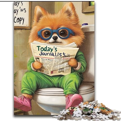 Puzzle 1000 Teile „Pomeranian Go Toilet“, anspruchsvolle Puzzles, Größe 26x38cm, Denkspiel für Teenager und Familieninteraktion von ZKYUBEK