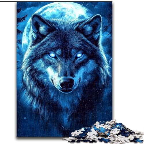 Puzzle 1000 Teile „Wolf unter dem Mond“, 50x75cm, Denksportaufgabe, interaktives Familienspiel, geeignet für Kinder ab 14 Jahren Puzzle 1000 Teile „Wolf unter dem Mond“, 50x75cm, Denksportaufgabe, interaktives Familienspiel, geeignet für Kinder ab 14 Jahren von ZKYUBEK