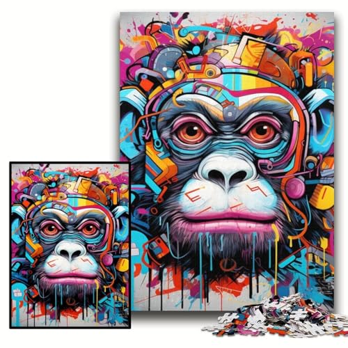Puzzle 1000 Teile Affen-Graffiti Holzpuzzle für Erwachsene 50x75cm Anspruchsvolles Denkspiel für Teenager, Familienspaß Interaktives Spiel Puzzle 1000 Teile Affen-Graffiti Holzpuzzle für Erwachsene 50x75cm Anspruchsvolles Denkspiel für Teenager, Familienspaß Interaktives Spiel von ZKYUBEK