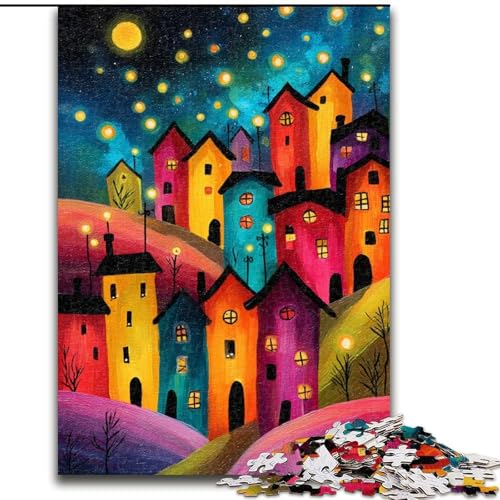 Puzzle 1000 Teile Art Village Puzzles für Erwachsene 50X75CM Pädagogisches Denkspiel, Künstlerische Heim- und Bürodekoration, Ab 14 Jahren von ZKYUBEK