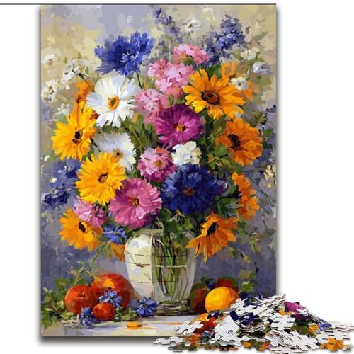 Puzzle 1000 Teile Blumenkunst-Puzzle für Erwachsene, 50x75cm, pädagogisches Denkspiel, künstlerische Heim- und Bürodekoration, ab 14 Jahren von ZKYUBEK