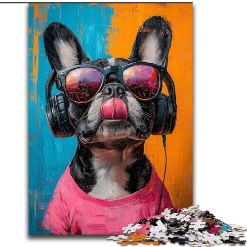 Puzzle 1000 Teile Bulldogge hört Musik Puzzles für Erwachsene 50X75CM Perfekte Heim- oder Bürodekoration Puzzle 1000 Teile Bulldogge hört Musik Puzzles für Erwachsene 50X75CM Perfekte Heim- oder Bürodekoration von ZKYUBEK