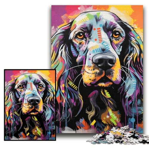 Puzzle 1000 Teile Cocker Spaniel Graffiti Holzpuzzle für Erwachsene 50x75cm Anspruchsvolles Denkspiel für Teenager, Familienspaß Interaktives Spiel von ZKYUBEK