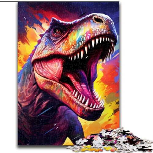 Puzzle 1000 Teile Dinosaurier-Kunst Holzpuzzle Größe 50x75cm Weihnachten, Halloween, Ostern, Neujahr von ZKYUBEK