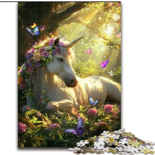 Puzzle 1000 Teile Dschungel-Einhorn-Puzzle für Erwachsene 50x75cm Interaktives Familienspiel, Gehirn-Herausforderung, Lernspielzeug von ZKYUBEK