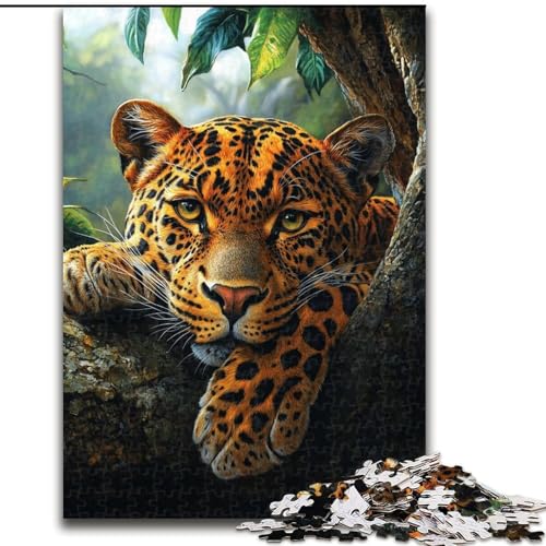 Puzzle 1000 Teile Dschungel-Leoparden-Puzzle 26x38cm, Denkspiel, interaktives Familienspiel, geeignet für Kinder ab 14 Jahren von ZKYUBEK