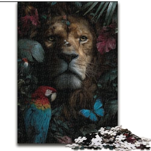 Puzzle 1000 Teile Dschungellöwe Puzzle 26X38CM Denkspiel, Interaktives Familienspiel, Geeignet für Kinder ab 14 Jahren von ZKYUBEK