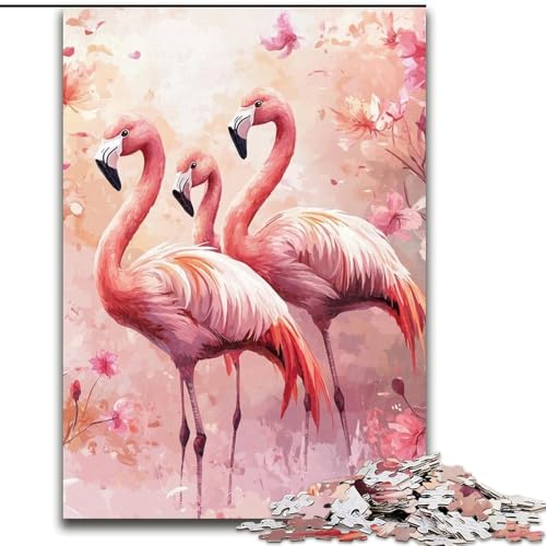 Puzzle 1000 Teile Flamingo-Paar Holzpuzzle für Erwachsene 26x38cm Perfektes DIY-Kunstdekor oder Geburtstagsgeschenk von ZKYUBEK