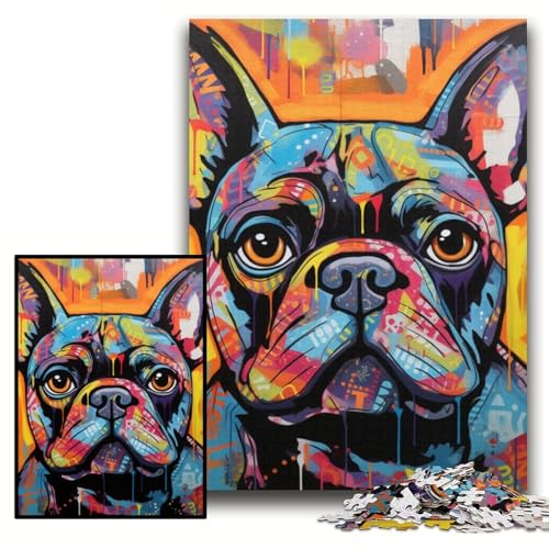 Puzzle 1000 Teile Französische Bulldogge Graffiti-Puzzle aus Pappe für Erwachsene 26x38cm Anspruchsvolles Denkspiel für Teenager, unterhaltsames interaktives Spiel für die ganze Familie Puzzle 1000 Teile Französische Bulldogge Graffiti-Puzzle aus Pappe für Erwachsene 26x38cm Anspruchsvolles Denkspiel für Teenager, unterhaltsames interaktives Spiel für die ganze Familie von ZKYUBEK