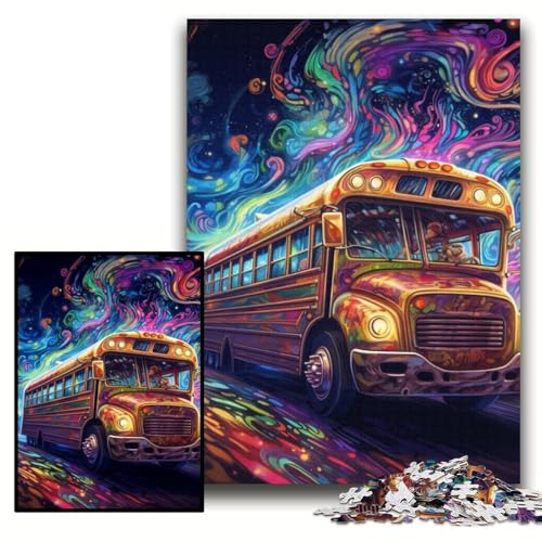 Puzzle 1000 Teile Galaxy Bus Unmögliches Puzzle für Erwachsene 26x38cm Geburtstagsgeschenkidee, Herausforderndes Denkspiel von ZKYUBEK