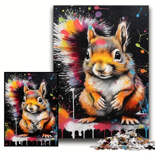 Puzzle 1000 Teile Graffiti-Malerei Eichhörnchen Unmögliches Puzzle für Erwachsene 50x75cm Geburtstagsgeschenkidee, Herausforderndes Denkspiel Puzzle 1000 Teile Graffiti-Malerei Eichhörnchen Unmögliches Puzzle für Erwachsene 50x75cm Geburtstagsgeschenkidee, Herausforderndes Denkspiel von ZKYUBEK