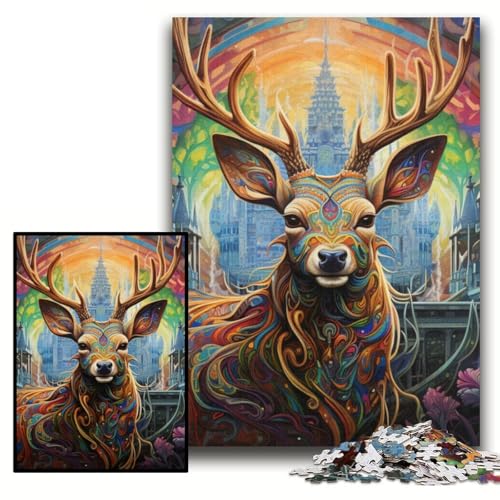 Puzzle 1000 Teile Hirsch Psychedelic Art Kartonpuzzle für Erwachsene 26x38cm Anspruchsvolles Denkspiel für Teenager, Familienspaß Interaktives Spiel Puzzle 1000 Teile Hirsch Psychedelic Art Kartonpuzzle für Erwachsene 26x38cm Anspruchsvolles Denkspiel für Teenager, Familienspaß Interaktives Spiel von ZKYUBEK