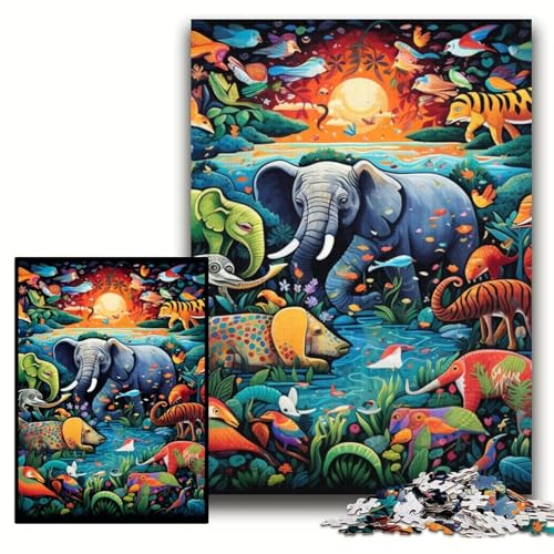 Puzzle 1000 Teile Jigsaw Art Elefant Holzpuzzle für Erwachsene 50x75cm Anspruchsvolles Denkspiel für Teenager, Familienspaß Interaktives Spiel Puzzle 1000 Teile Jigsaw Art Elefant Holzpuzzle für Erwachsene 50x75cm Anspruchsvolles Denkspiel für Teenager, Familienspaß Interaktives Spiel von ZKYUBEK