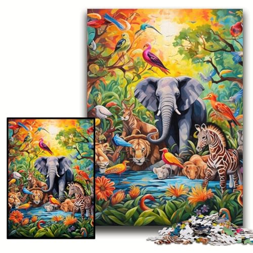 Puzzle 1000 Teile Jigsaw Art Elefant Holzpuzzle für Erwachsene 50x75cm Anspruchsvolles Denkspiel für Teenager, Familienspaß Interaktives Spiel Puzzle 1000 Teile Jigsaw Art Elefant Holzpuzzle für Erwachsene 50x75cm Anspruchsvolles Denkspiel für Teenager, Familienspaß Interaktives Spiel von ZKYUBEK