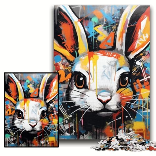 Puzzle 1000 Teile Kaninchen-Graffiti Holzpuzzle für Erwachsene 50x75cm Anspruchsvolles Denkspiel für Teenager, Familienspaß Interaktives Spiel Puzzle 1000 Teile Kaninchen-Graffiti Holzpuzzle für Erwachsene 50x75cm Anspruchsvolles Denkspiel für Teenager, Familienspaß Interaktives Spiel von ZKYUBEK