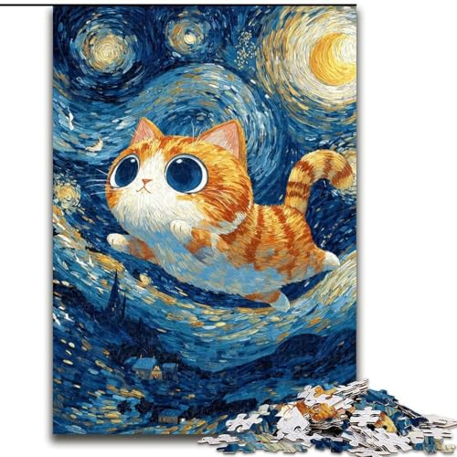 Puzzle 1000 Teile Katze unter dem Nachthimmel, 26x38cm, Denksportaufgabe, interaktives Familienspiel, geeignet für Kinder ab 14 Jahren Puzzle 1000 Teile Katze unter dem Nachthimmel, 26x38cm, Denksportaufgabe, interaktives Familienspiel, geeignet für Kinder ab 14 Jahren von ZKYUBEK