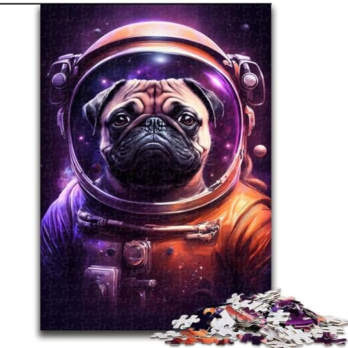 Puzzle 1000 Teile MSpace Astronaut Pug Puzzles für Erwachsene Größe 26x38cm Interaktives Familienspiel, Gehirn-Herausforderung, Lernspielzeug von ZKYUBEK