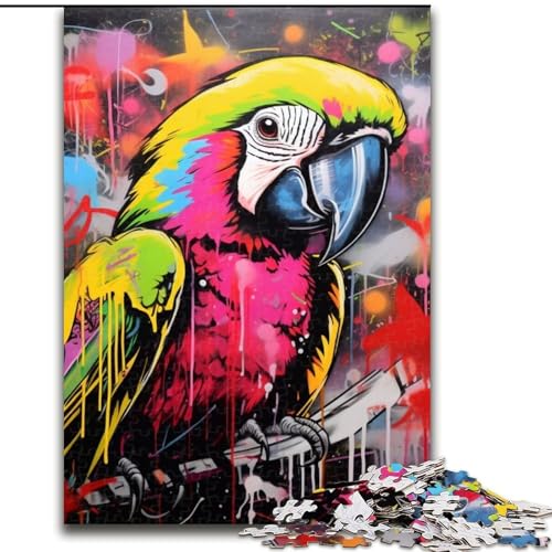 Puzzle 1000 Teile Papagei-Graffiti-Malerei, anspruchsvolle Puzzles, Größe 50x75cm, Denkspiel für Teenager und Familieninteraktion von ZKYUBEK