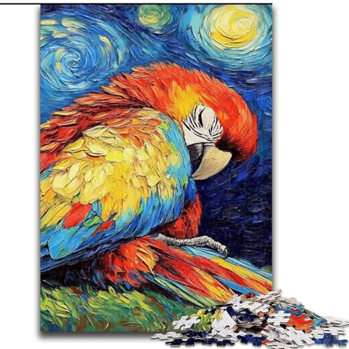 Puzzle 1000 Teile Papagei-Nachthimmel Puzzle Größe 26x38cm Denksportspiel, interaktives Familienspiel, geeignet für Kinder ab 14 Jahren von ZKYUBEK