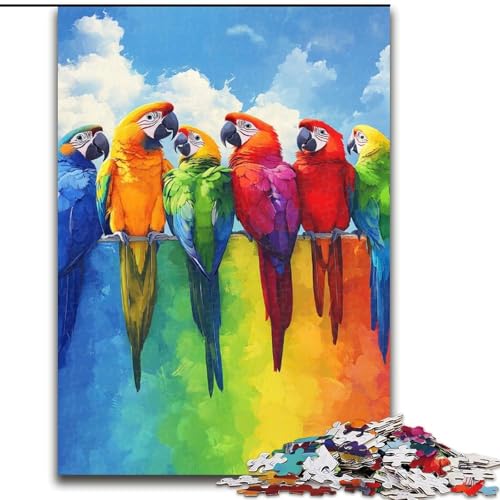 Puzzle 1000 Teile Papagei auf dem Regenbogen Holzpuzzle 50X75CM Heimdekoration Denksportspiel für Teenager und Familieninteraktion von ZKYUBEK