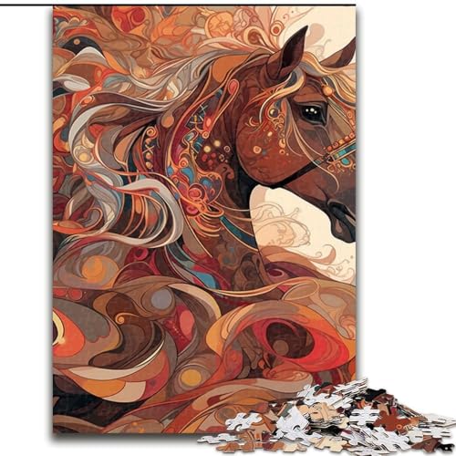 Puzzle 1000 Teile Pferd Holzpuzzle Größe 50x75cm Weihnachten, Halloween, Ostern, Neujahr von ZKYUBEK