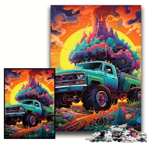 Puzzle 1000 Teile Psychedelic Truck Unmögliches Puzzle für Erwachsene 50x75cm Geburtstagsgeschenkidee, herausforderndes Denkspiel von ZKYUBEK