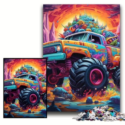 Puzzle 1000 Teile Psychedelic Truck Unmögliches Puzzle für Erwachsene 50x75cm Geburtstagsgeschenkidee, herausforderndes Denkspiel von ZKYUBEK