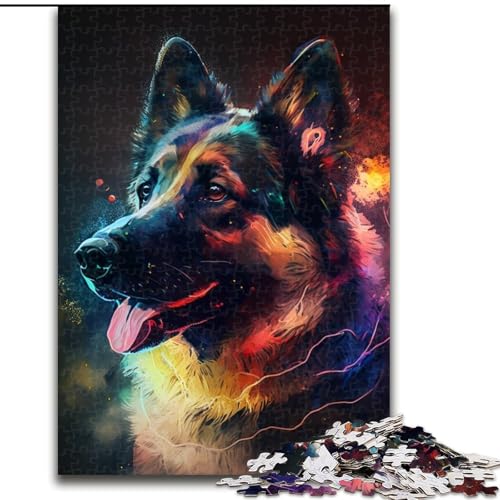 Puzzle 1000 Teile Schäferhund, Karton, Puzzlegröße 26x38cm, anspruchsvolles Denkspiel für Teenager, unterhaltsames interaktives Spiel für die ganze Familie von ZKYUBEK