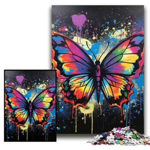 Puzzle 1000 Teile Schmetterlings-Graffiti-Malerei Holzpuzzle für Erwachsene 50x75cm DIY Wohnkultur Geschenk, Denksportspiel Puzzle 1000 Teile Schmetterlings-Graffiti-Malerei Holzpuzzle für Erwachsene 50x75cm DIY Wohnkultur Geschenk, Denksportspiel von ZKYUBEK