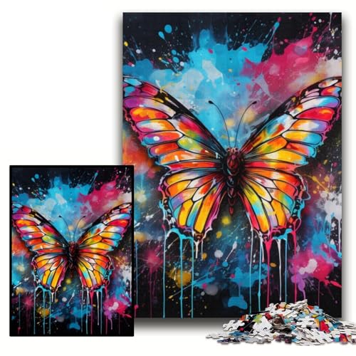 Puzzle 1000 Teile Schmetterlings-Graffiti-Malerei Unmögliches Puzzle für Erwachsene 26x38cm Geburtstagsgeschenkidee, Herausforderndes Denkspiel Puzzle 1000 Teile Schmetterlings-Graffiti-Malerei Unmögliches Puzzle für Erwachsene 26x38cm Geburtstagsgeschenkidee, Herausforderndes Denkspiel von ZKYUBEK