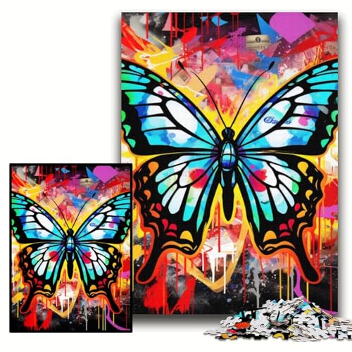 Puzzle 1000 Teile Schmetterlingskunst Graffiti Holzpuzzle für Erwachsene 50x75cm Anspruchsvolles Denkspiel für Teenager, Familienspaß Interaktives Spiel Puzzle 1000 Teile Schmetterlingskunst Graffiti Holzpuzzle für Erwachsene 50x75cm Anspruchsvolles Denkspiel für Teenager, Familienspaß Interaktives Spiel von ZKYUBEK