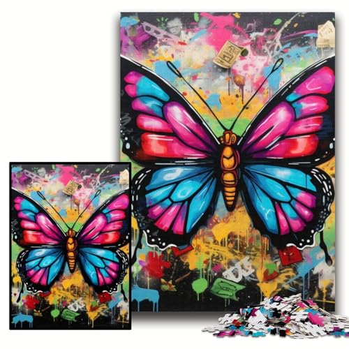 Puzzle 1000 Teile Schmetterlingskunst Graffiti Holzpuzzle für Erwachsene 50x75cm DIY Wohnkultur Geschenk, Denksportspiel Puzzle 1000 Teile Schmetterlingskunst Graffiti Holzpuzzle für Erwachsene 50x75cm DIY Wohnkultur Geschenk, Denksportspiel von ZKYUBEK
