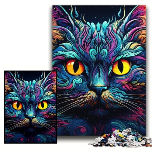 Puzzle 1000 Teile Schwarze Katze, Papppuzzle für Erwachsene, 26x38cm, anspruchsvolles Denkspiel für Teenager, unterhaltsames interaktives Spiel für die ganze Familie Puzzle 1000 Teile Schwarze Katze, Papppuzzle für Erwachsene, 26x38cm, anspruchsvolles Denkspiel für Teenager, unterhaltsames interaktives Spiel für die ganze Familie von ZKYUBEK