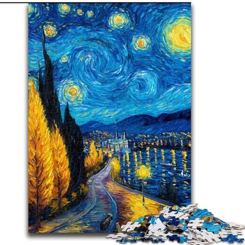 Puzzle 1000 Teile Van Gogh Nachthimmel, anspruchsvolle Puzzles, 50x75cm, perfekt für Familienspaß an Weihnachten, Thanksgiving, Geburtstagen und Ostern Puzzle 1000 Teile Van Gogh Nachthimmel, anspruchsvolle Puzzles, 50x75cm, perfekt für Familienspaß an Weihnachten, Thanksgiving, Geburtstagen und Ostern von ZKYUBEK