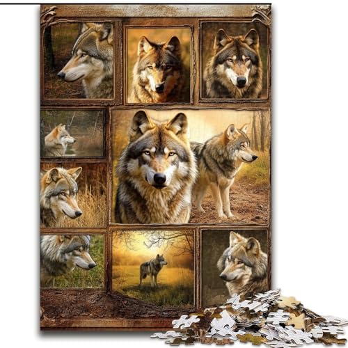 Puzzle 1000 Teile Wolfscollage aus Pappe, 26x38cm, für Teenager und Familienspaß – DIY-Denkspiel als Geschenk von ZKYUBEK
