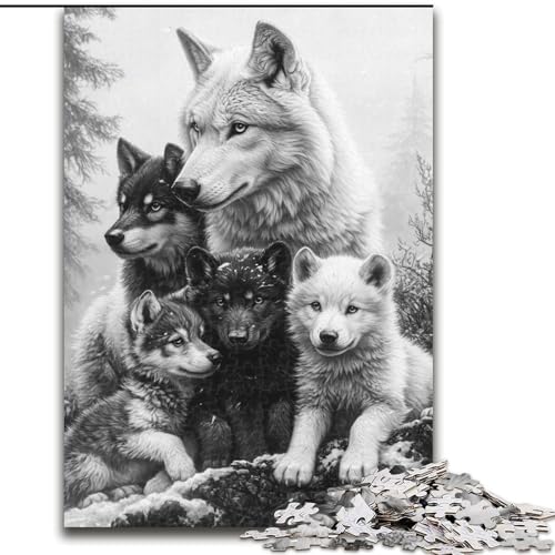 Puzzle 1000 Teile Wolfsfamilie Puzzle 26X38CM Denkspiel, Interaktives Familienspiel, Geeignet für Kinder ab 14 Jahren von ZKYUBEK