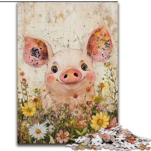 Puzzle 1000 Teile für Erwachsene, Aquarellschwein, Holzpuzzle, 50x75cm, perfekt für Halloween, Weihnachten, Geburtstagsgeschenk Puzzle 1000 Teile für Erwachsene, Aquarellschwein, Holzpuzzle, 50x75cm, perfekt für Halloween, Weihnachten, Geburtstagsgeschenk von ZKYUBEK