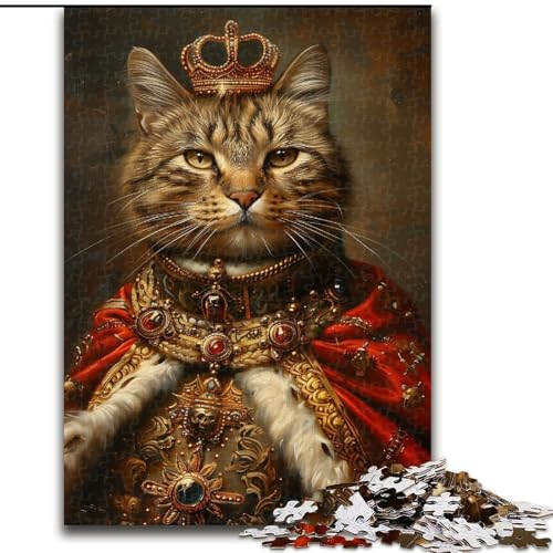 Puzzle 1000 Teile für Erwachsene, Aristokratische Katze, Holzpuzzle, 50x75cm, perfekt für Halloween, Weihnachten, Geburtstagsgeschenk von ZKYUBEK