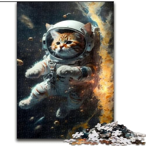 Puzzle 1000 Teile für Erwachsene, Astronaut, Weltraumkatze, Unmögliches Puzzle für Erwachsene, Größe 50x75cm, Denksportspiel, interaktives Familienspiel, geeignet für Kinder ab 14 Jahren von ZKYUBEK