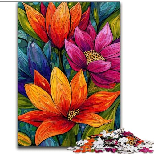 Puzzle 1000 Teile für Erwachsene, Blumenkunst-Puzzle, 50x75cm, anspruchsvolles Denkspiel für Teenager, unterhaltsames interaktives Spiel für die ganze Familie von ZKYUBEK
