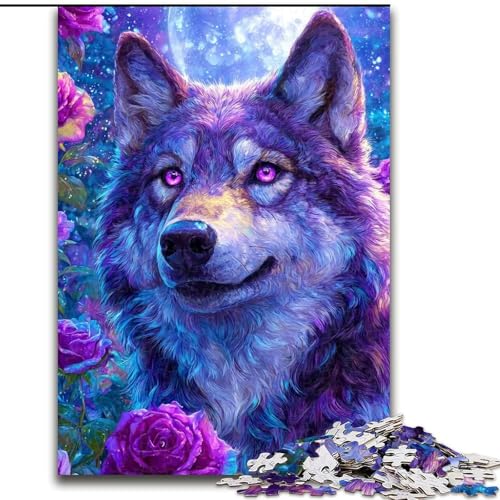 Puzzle 1000 Teile für Erwachsene, Blumenwolf, Holzpuzzle, 26x38cm, Teenager, Paare und Freunde zum Geburtstag, zu Weihnachten Puzzle 1000 Teile für Erwachsene, Blumenwolf, Holzpuzzle, 26x38cm, Teenager, Paare und Freunde zum Geburtstag, zu Weihnachten von ZKYUBEK